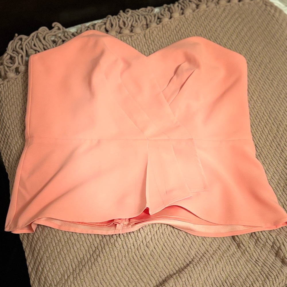 White House Black Market Coral Strapless Top